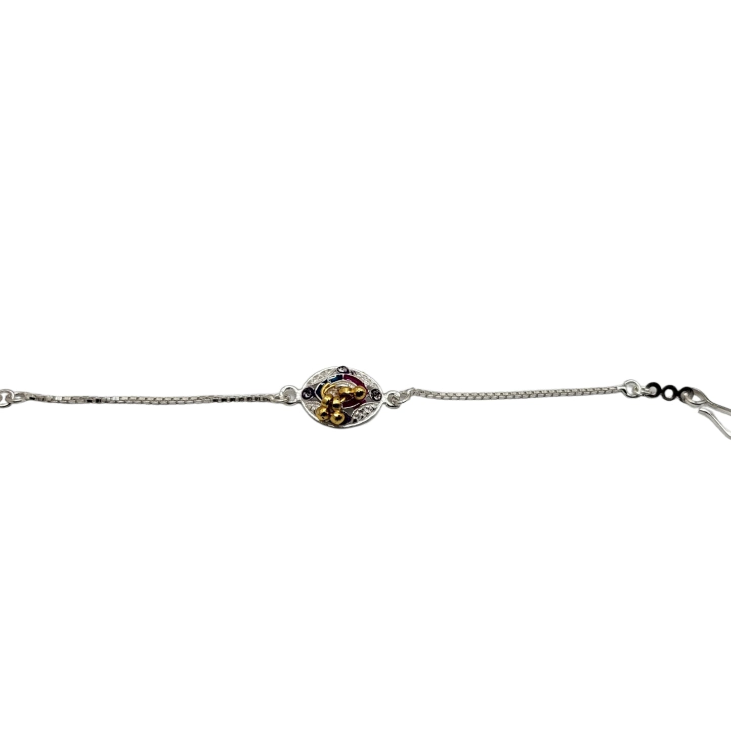 Oval Motif Silver Baby Shower Rakhi