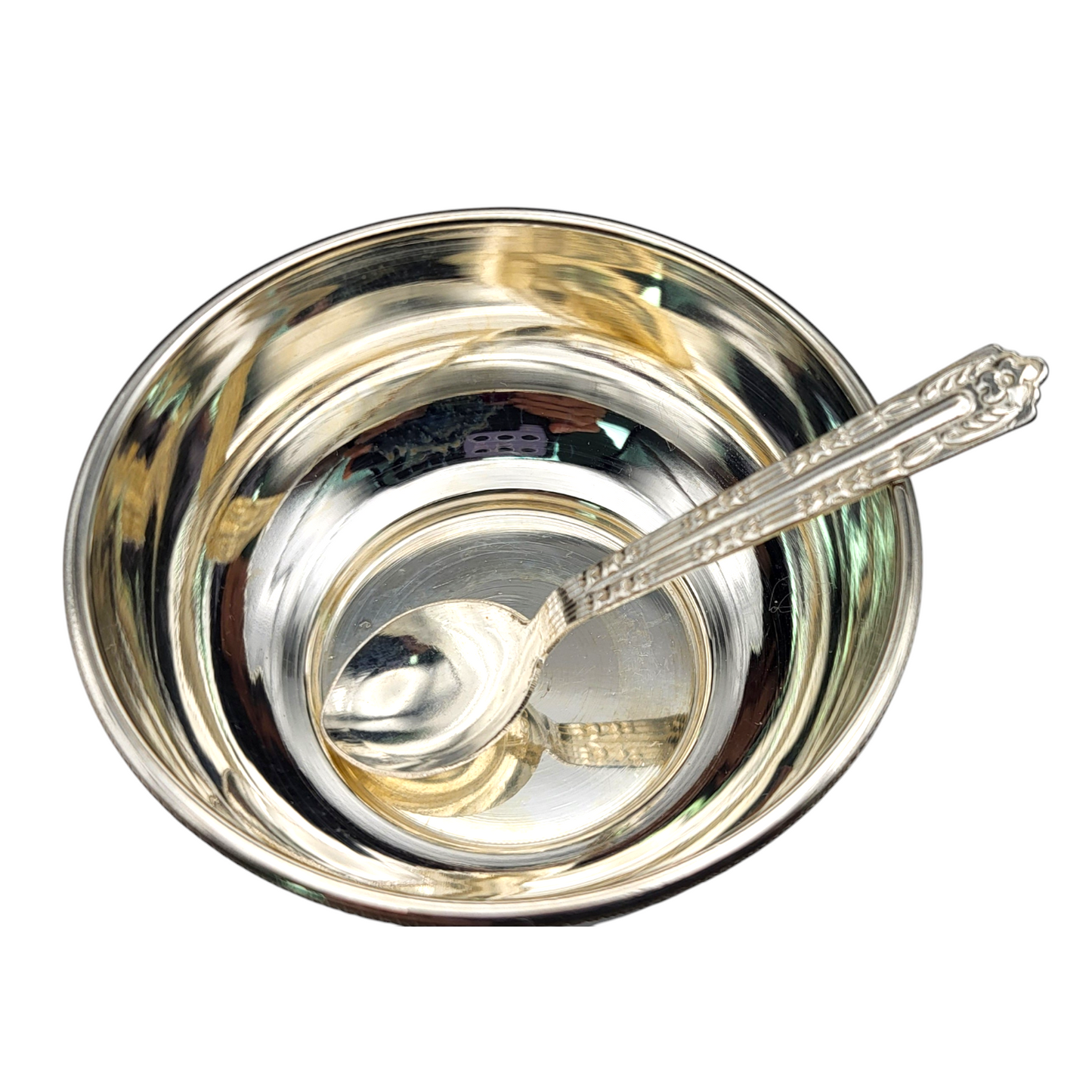 Silver bowl & spoon
