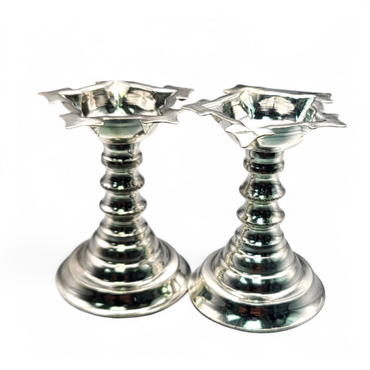 Silver diya deep pair