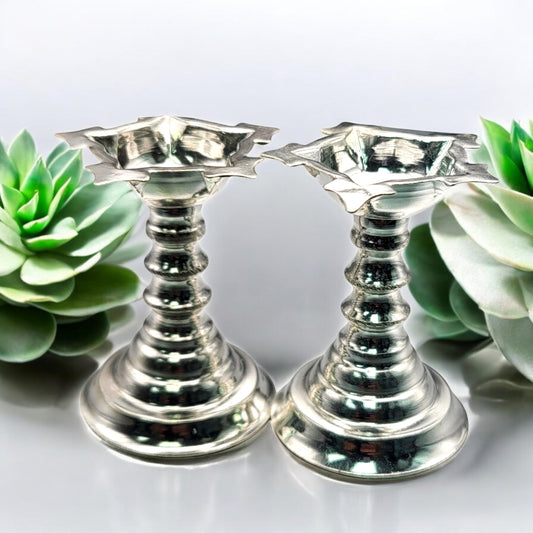 Silver diya deep pair