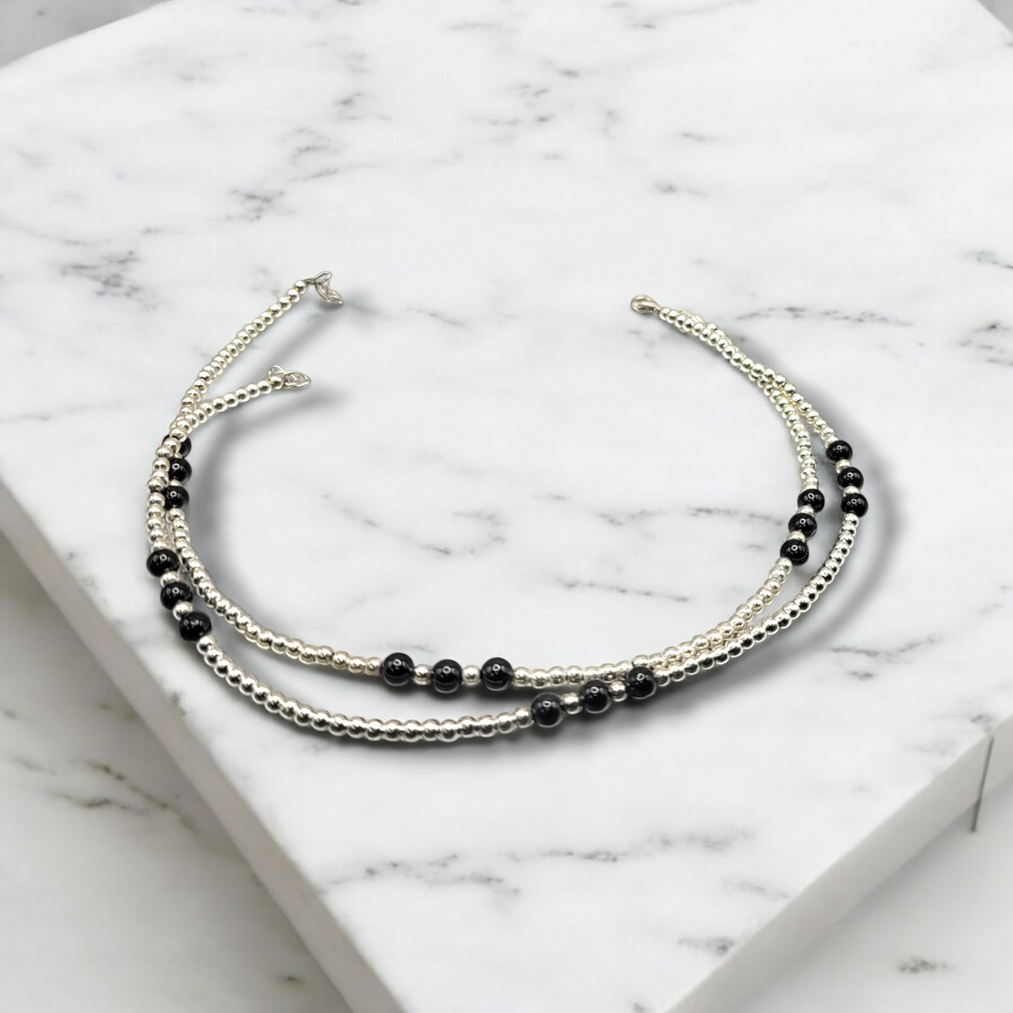 Noir Elegance Silver Payal