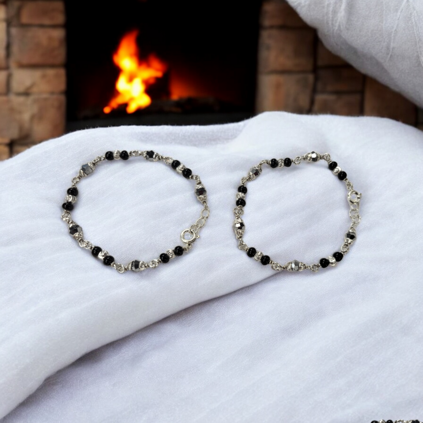 Pure Silver Black Beads Baby Nazariya
