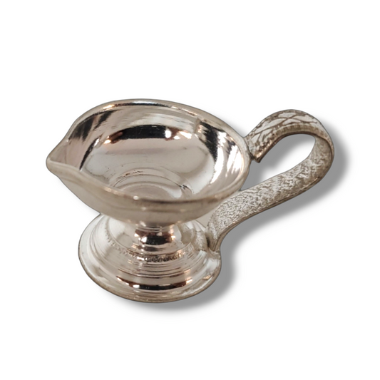 Silver Diya Lamp With Side Handle