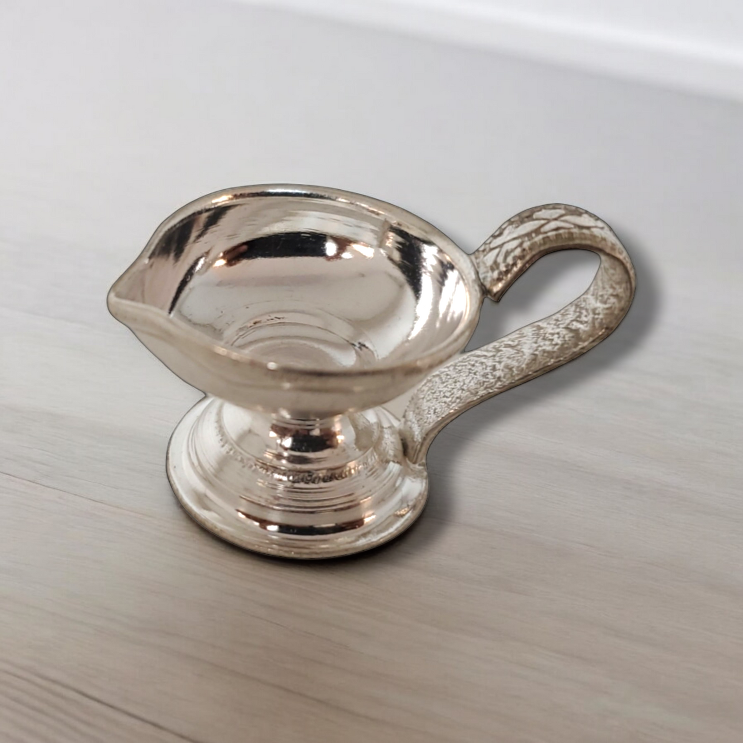 Silver Diya Lamp With Side Handle