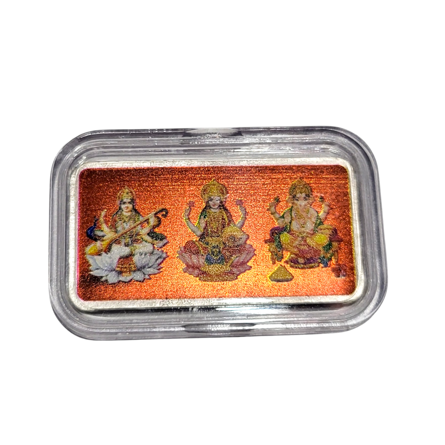 Ganesh Laxmi Sarswati 999 silver Solid Bar plate