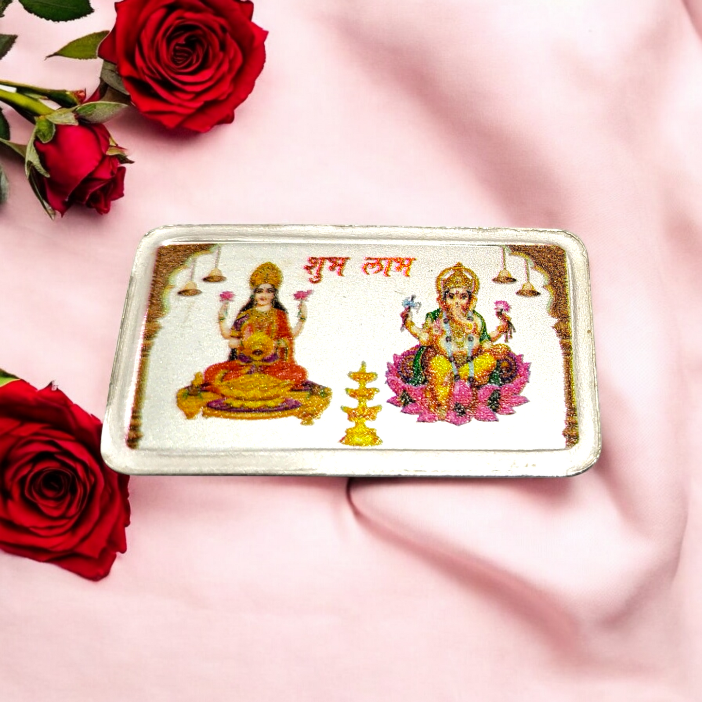 Ganesh Laxmi 999 silver Solid Bar plate