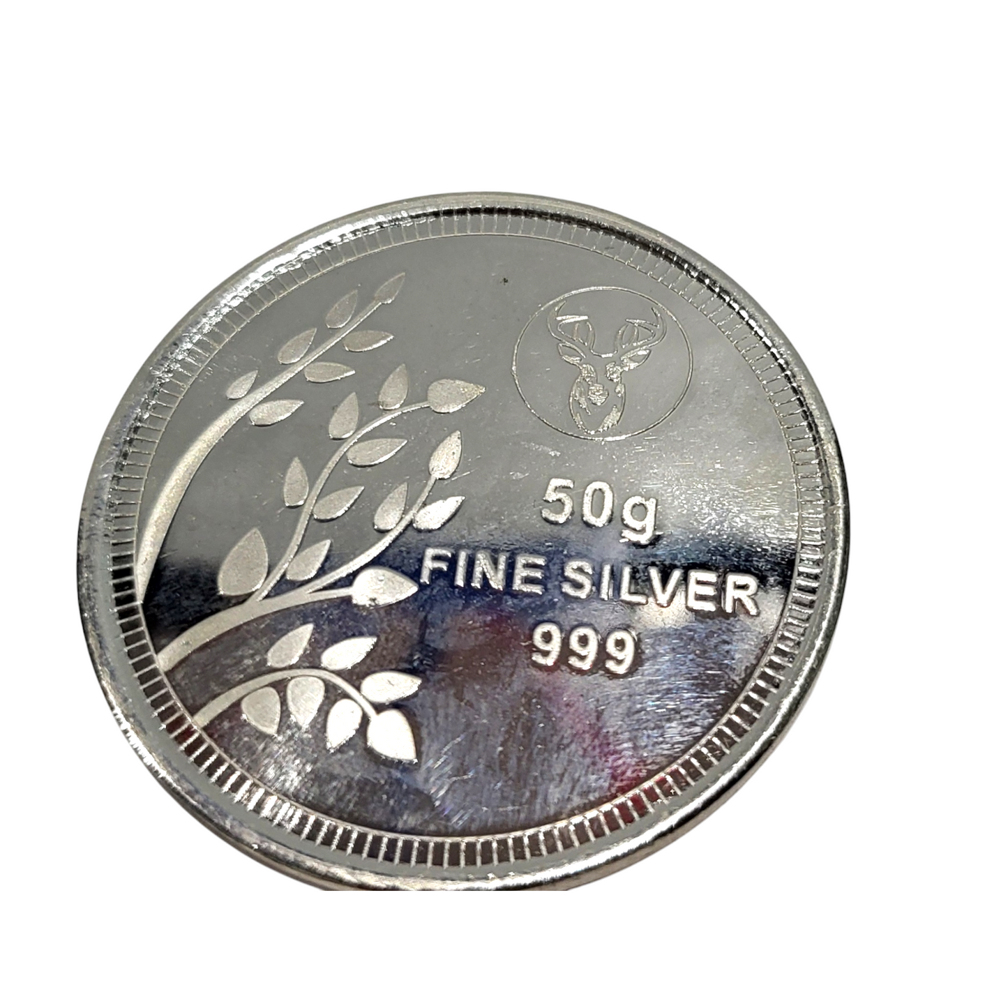 Circular Silver Coin With Laxmiji And Ganeshji Print