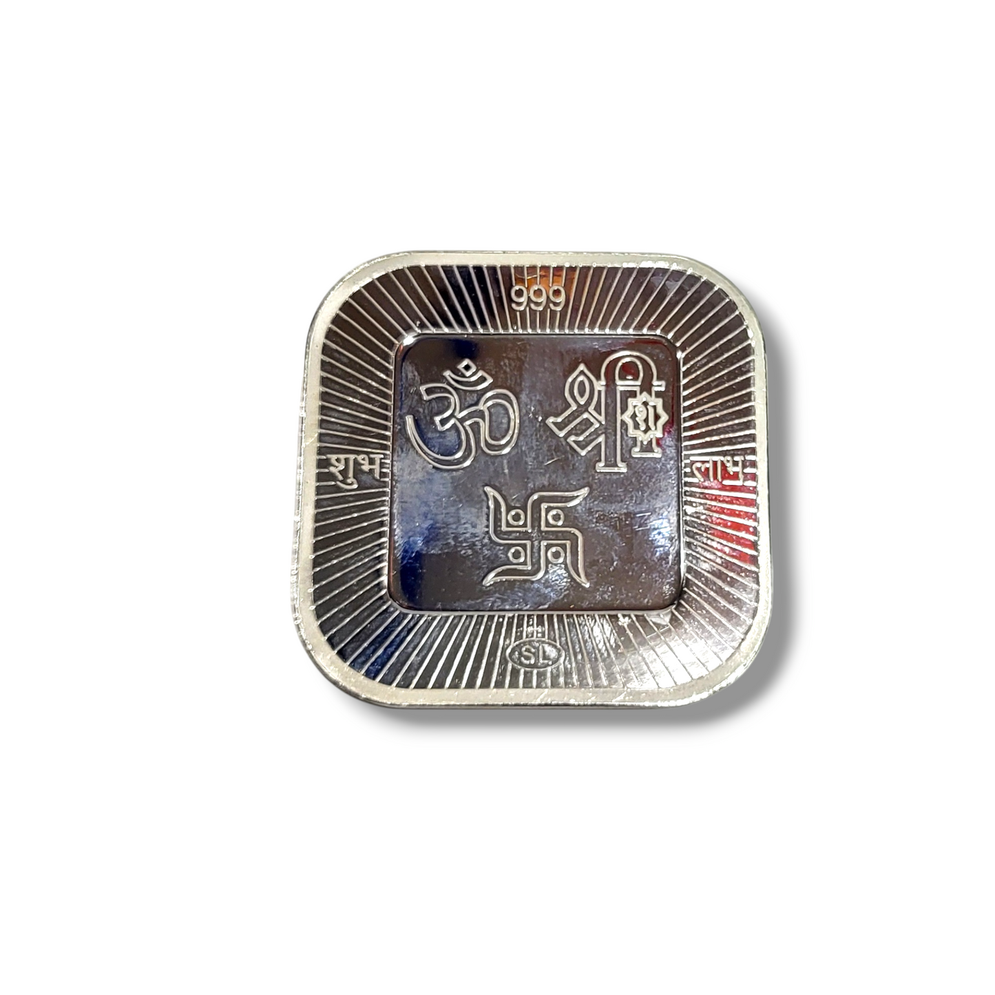 Square Silver Coin With Laxmiji And Ganeshji