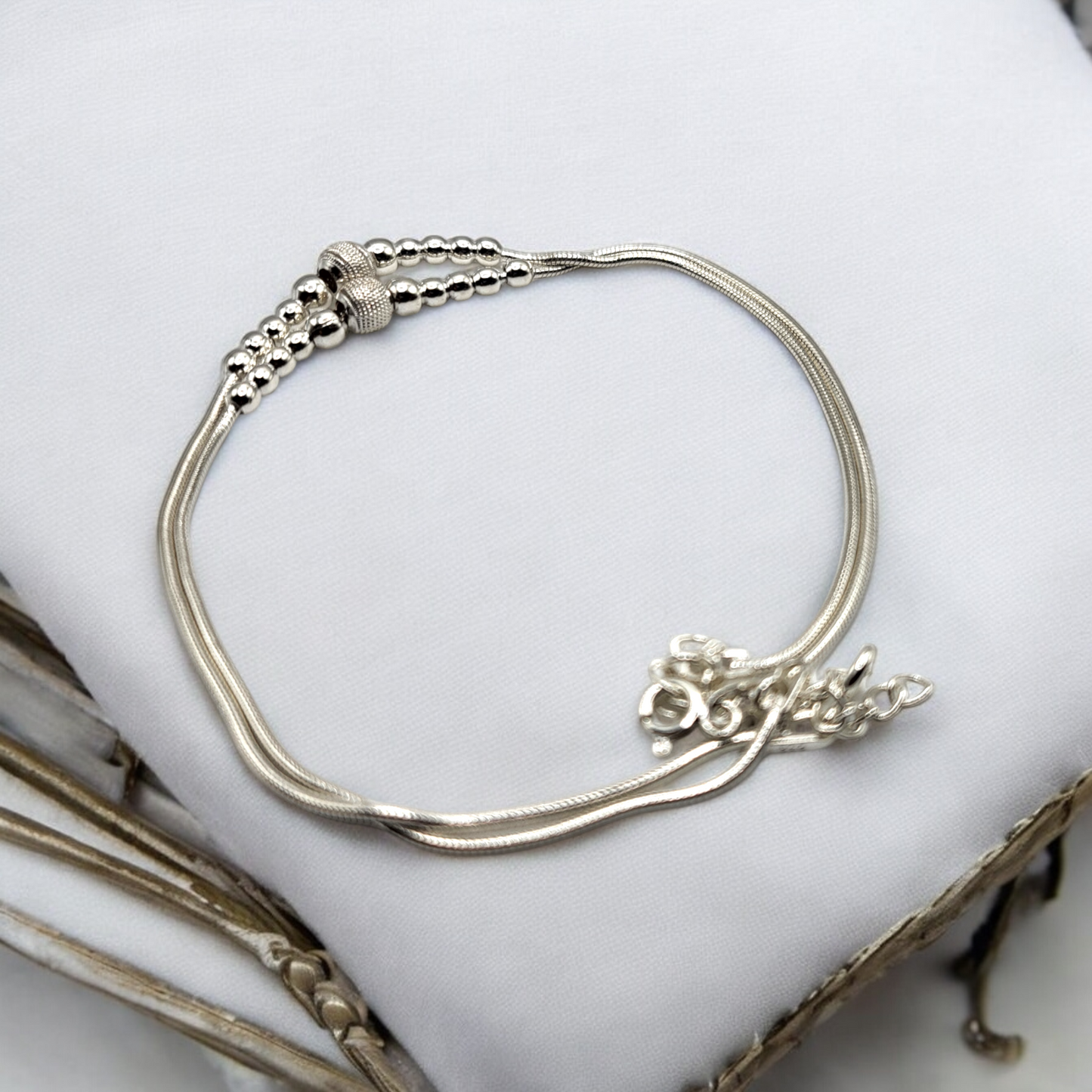 Beaded Silver Imported Anklets For Women