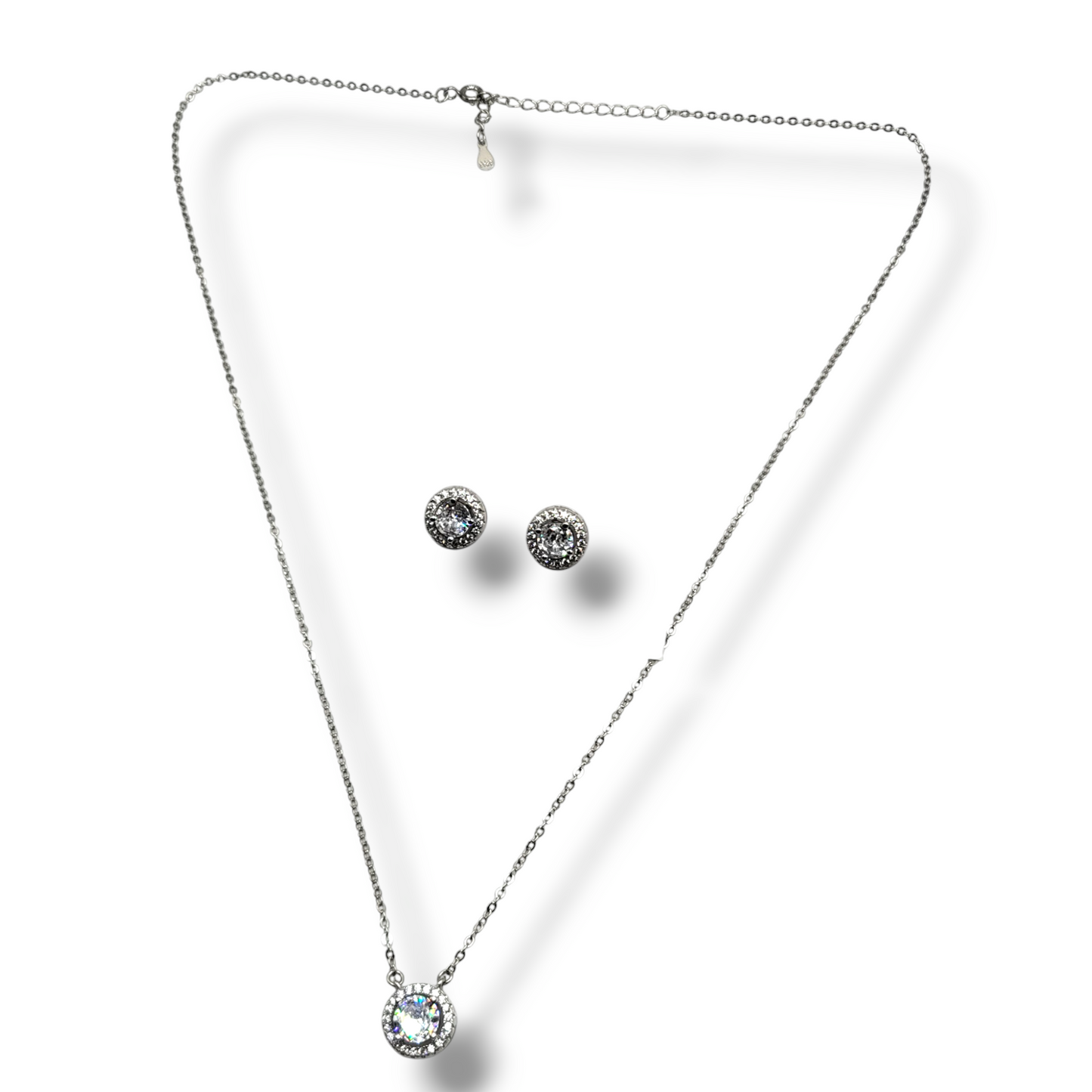 Sparkling Round Cut Necklace With Earrings