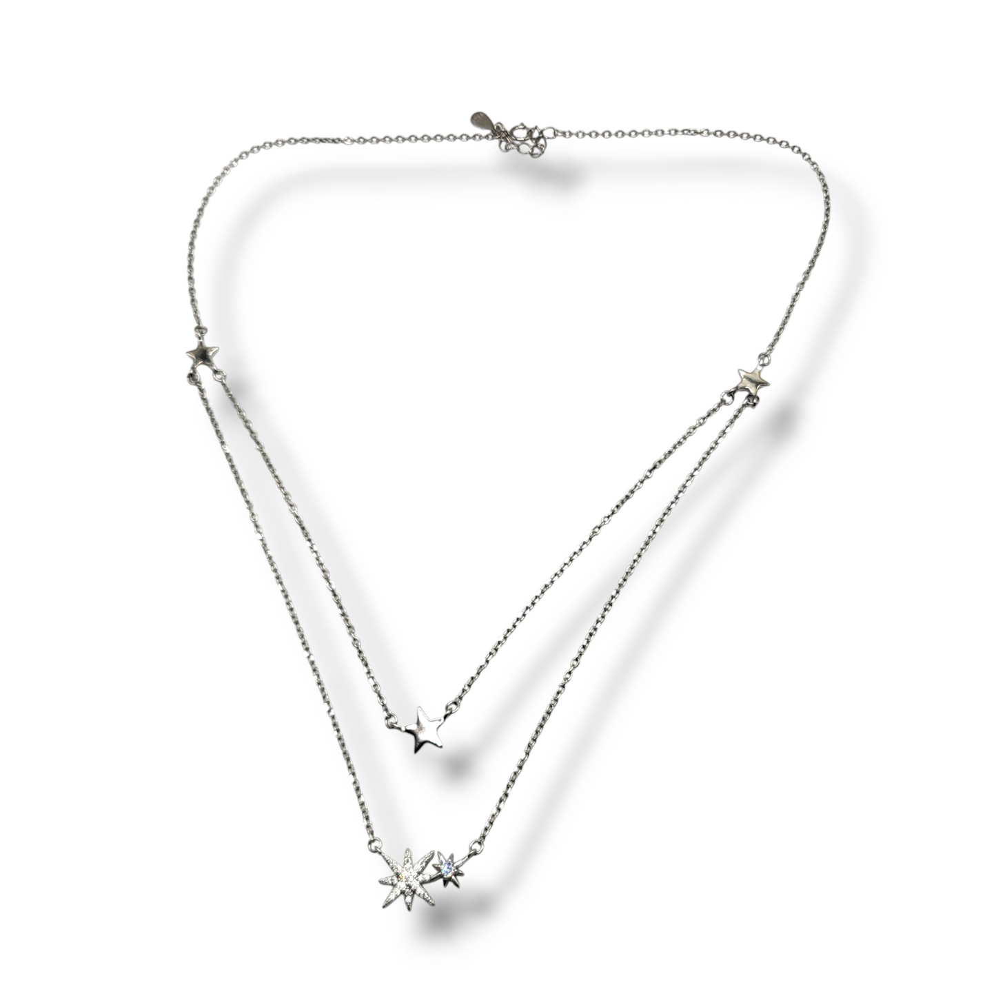 Trio Stars Pendant With Double Layer Chain Necklace