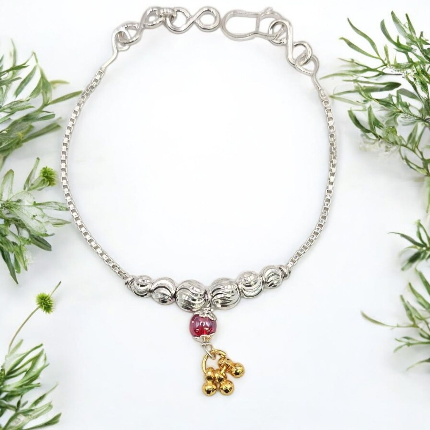 Silver Pearl Blossom Baby Shower Rakhi