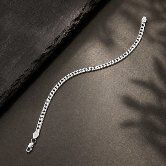 Nova Curb Silver Young Adults Bracelet