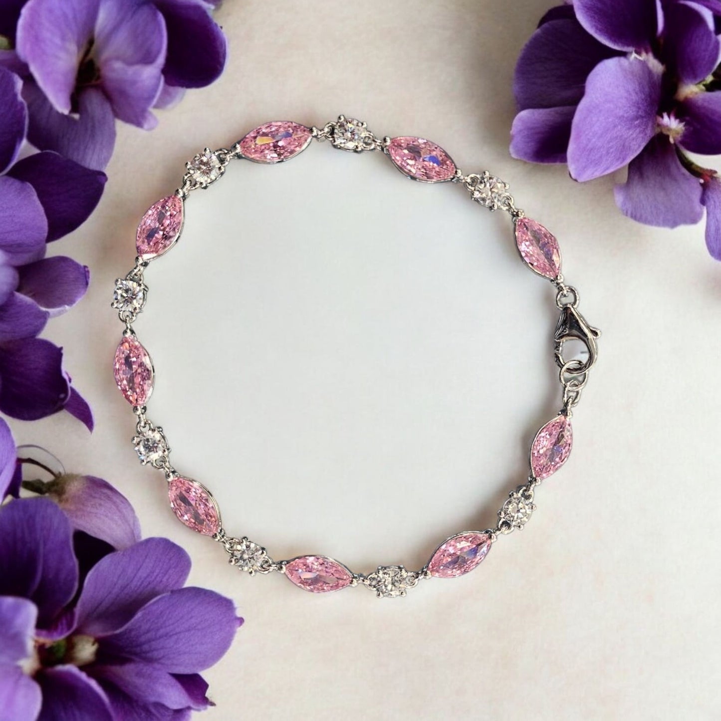 Rosetta Crystal Line 925 Silver Women's Bracelet