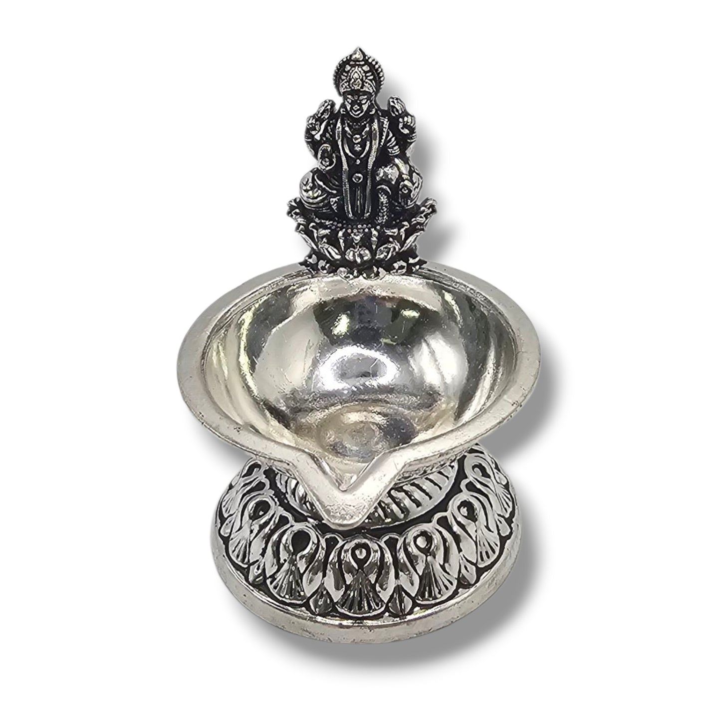 Lakshmi-Ganesha Heritage Silver Diya Set