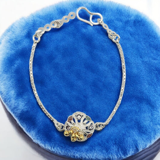 Center Circular Motif Silver Baby Shower Rakhi