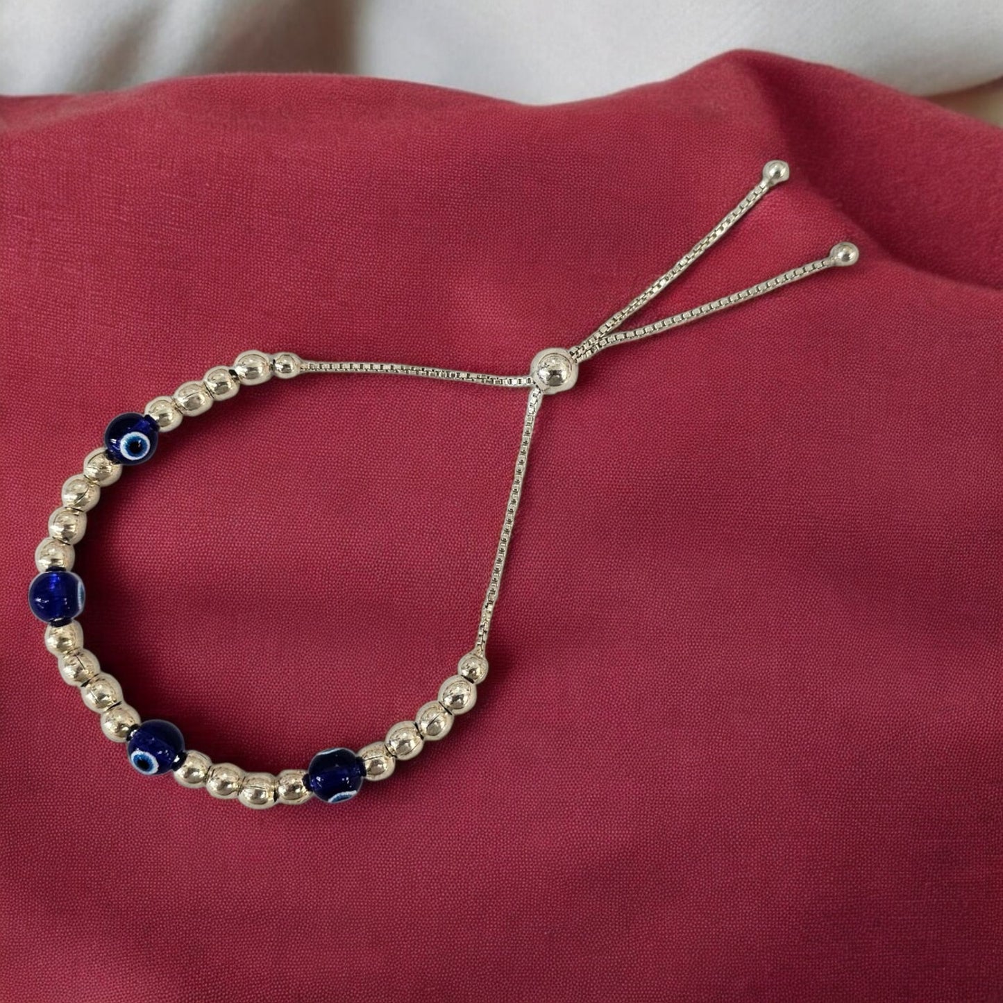 Evil Eye Classic Slider 925 Silver Women's Bracelet