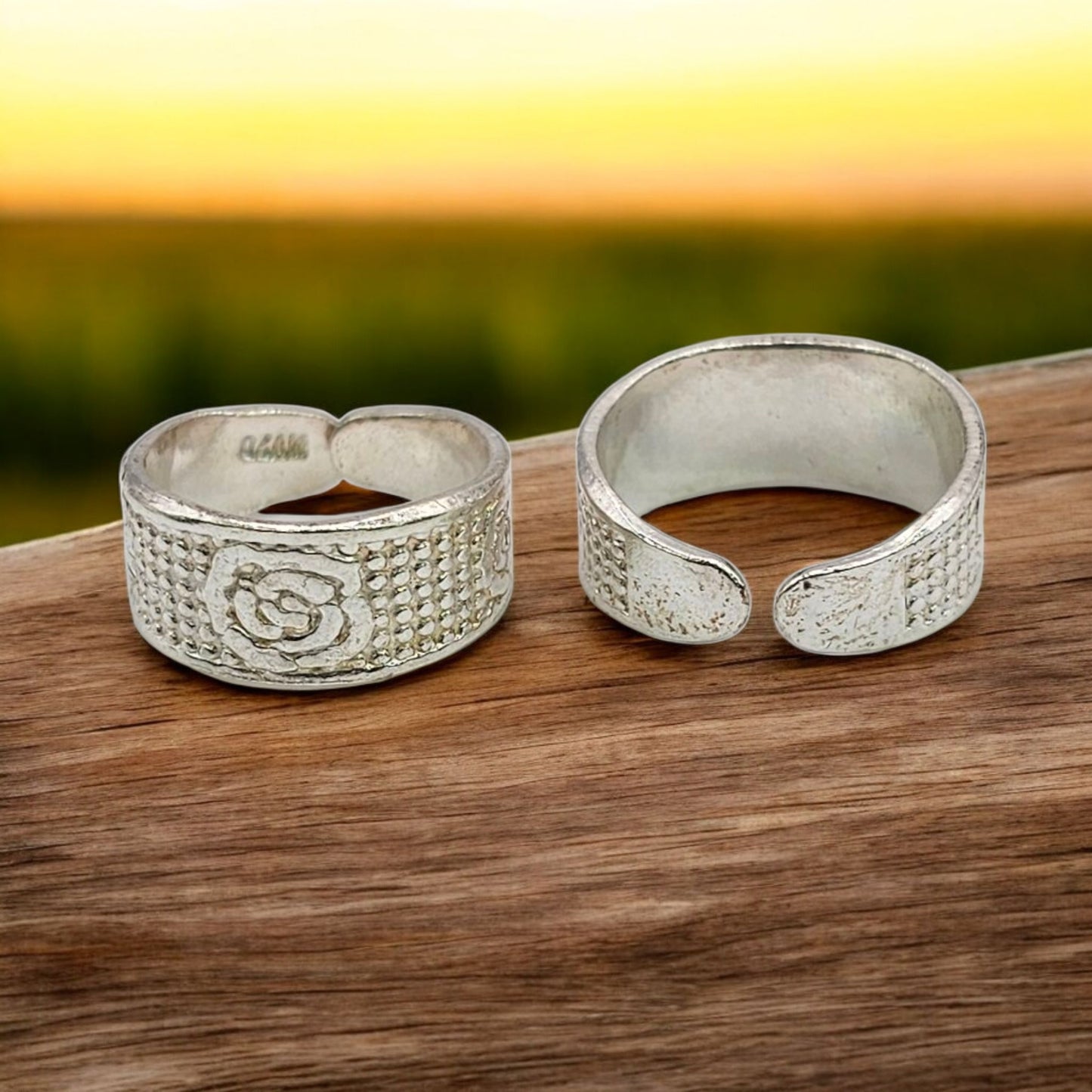 Silver Bloom Adjustable Toe Rings