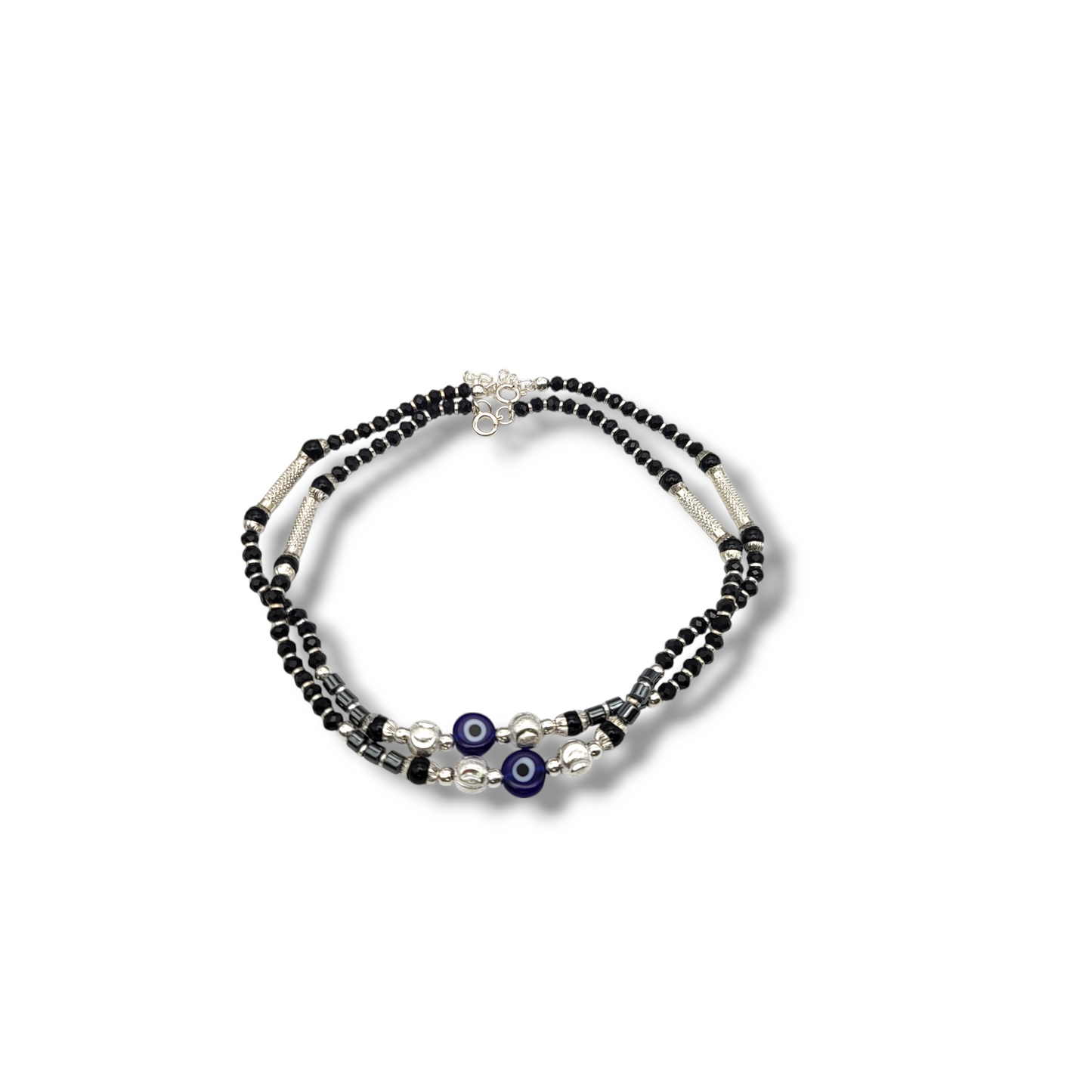 SILVER ANKLETS WITH EVIL EYE
