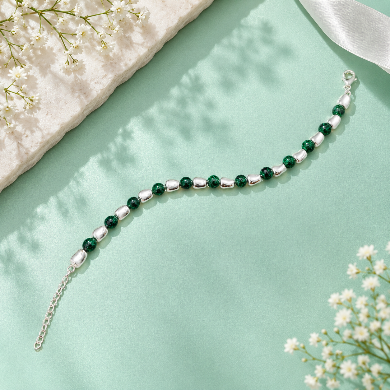 Milano Emerald Silver Bracelet