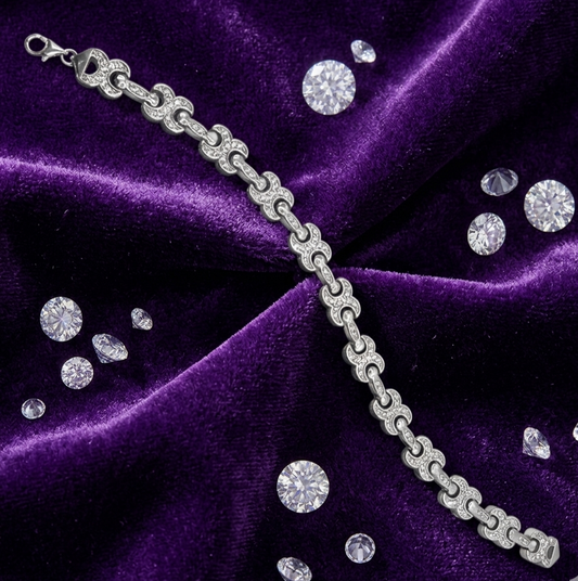 Silver Halo Arc Link Silver Men's Bracelet