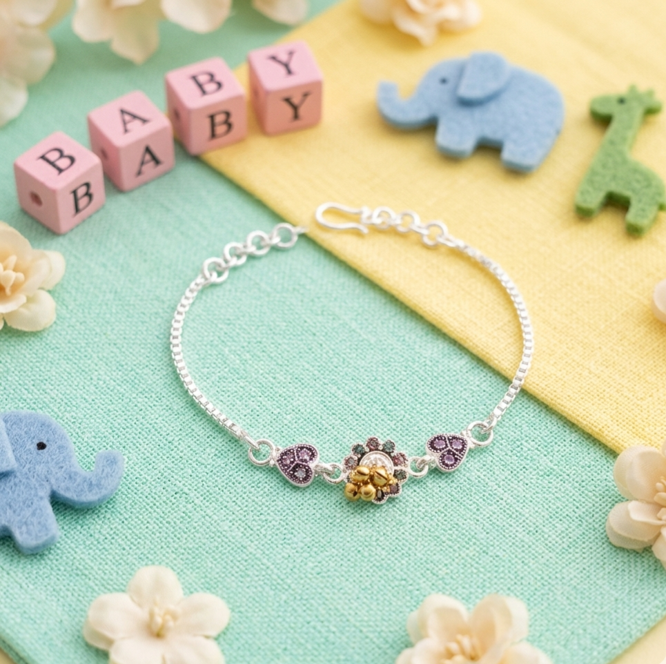 Adjustable Meenakari Silver Baby Shower Rakhi for Mom-to-Be