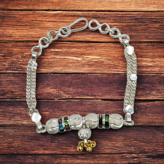 Silver Beaded Harmony Baby Shower Rakhi