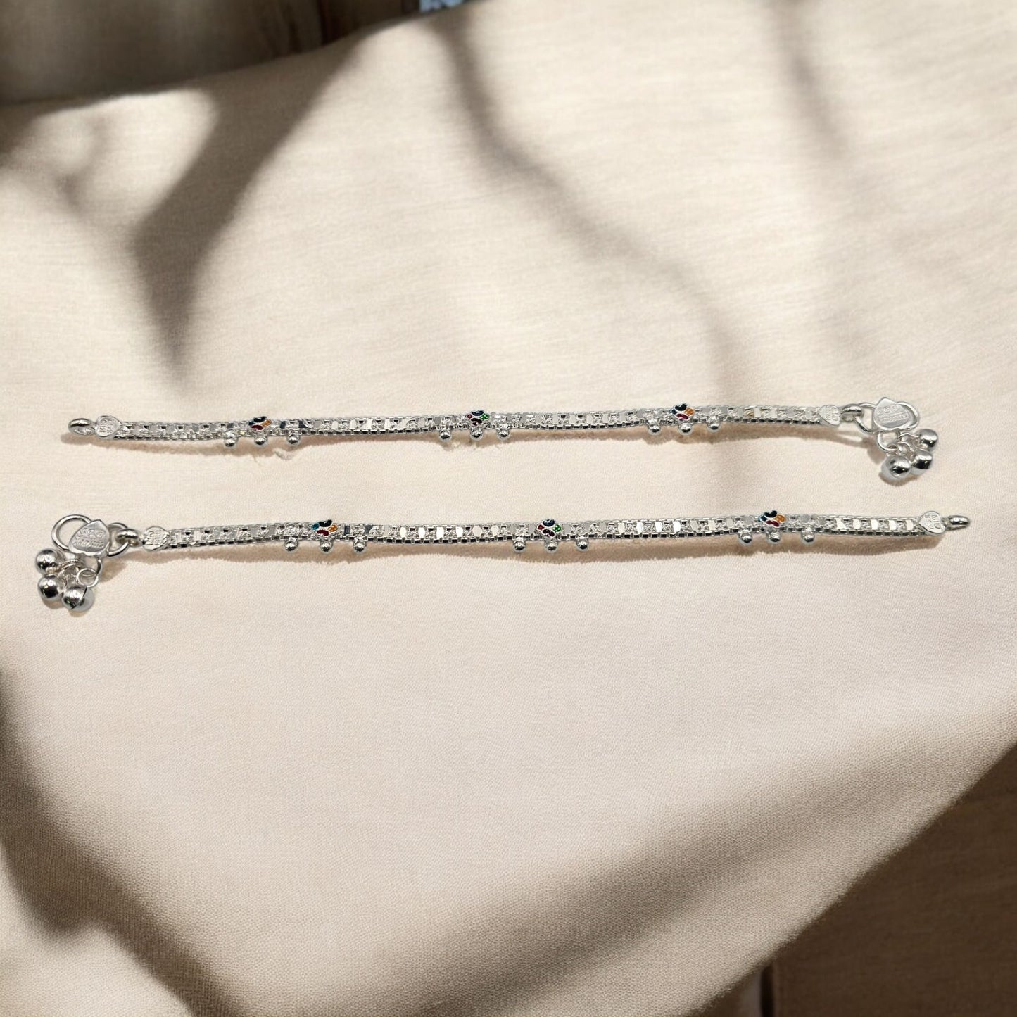 Sparkle Bloom Silver Girls Anklet