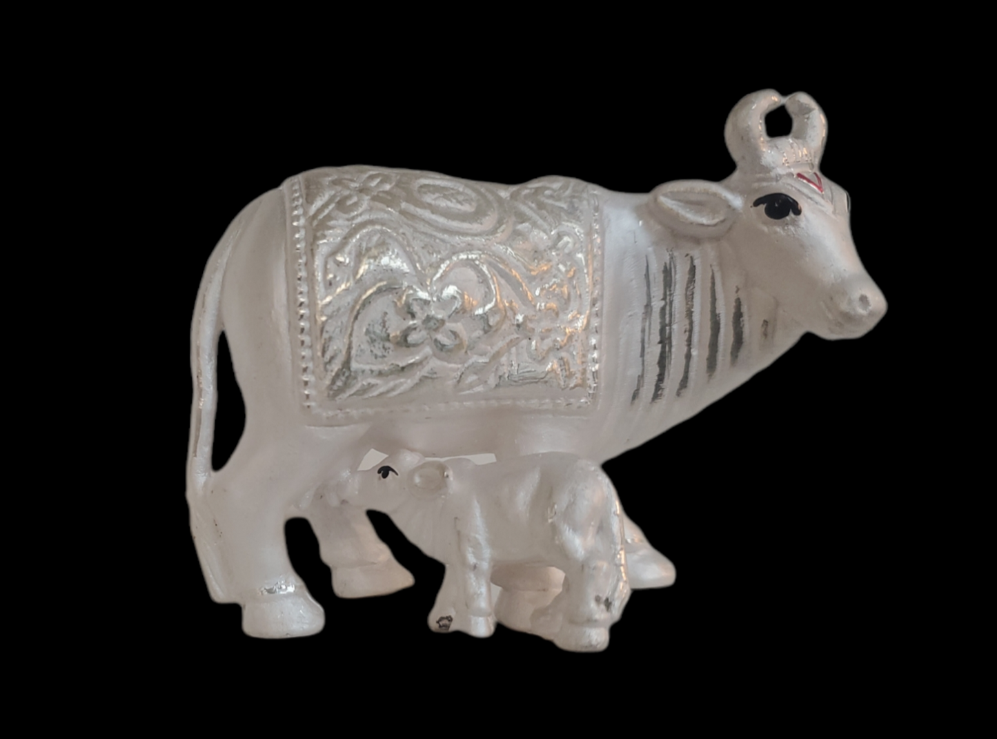 Pure Silver Matte Finish Cow And Calf