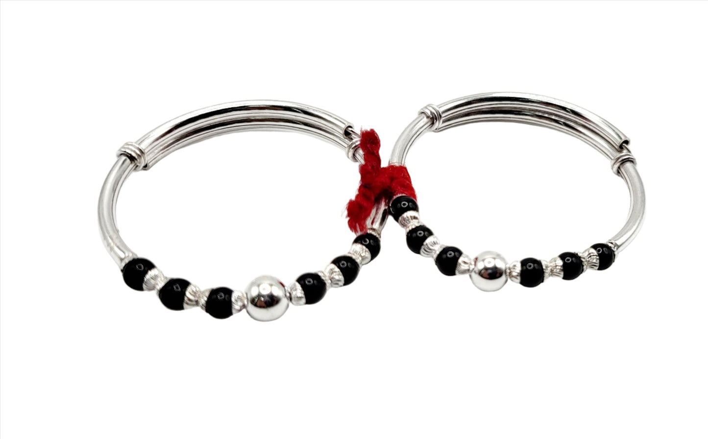 Baby black bead bangle