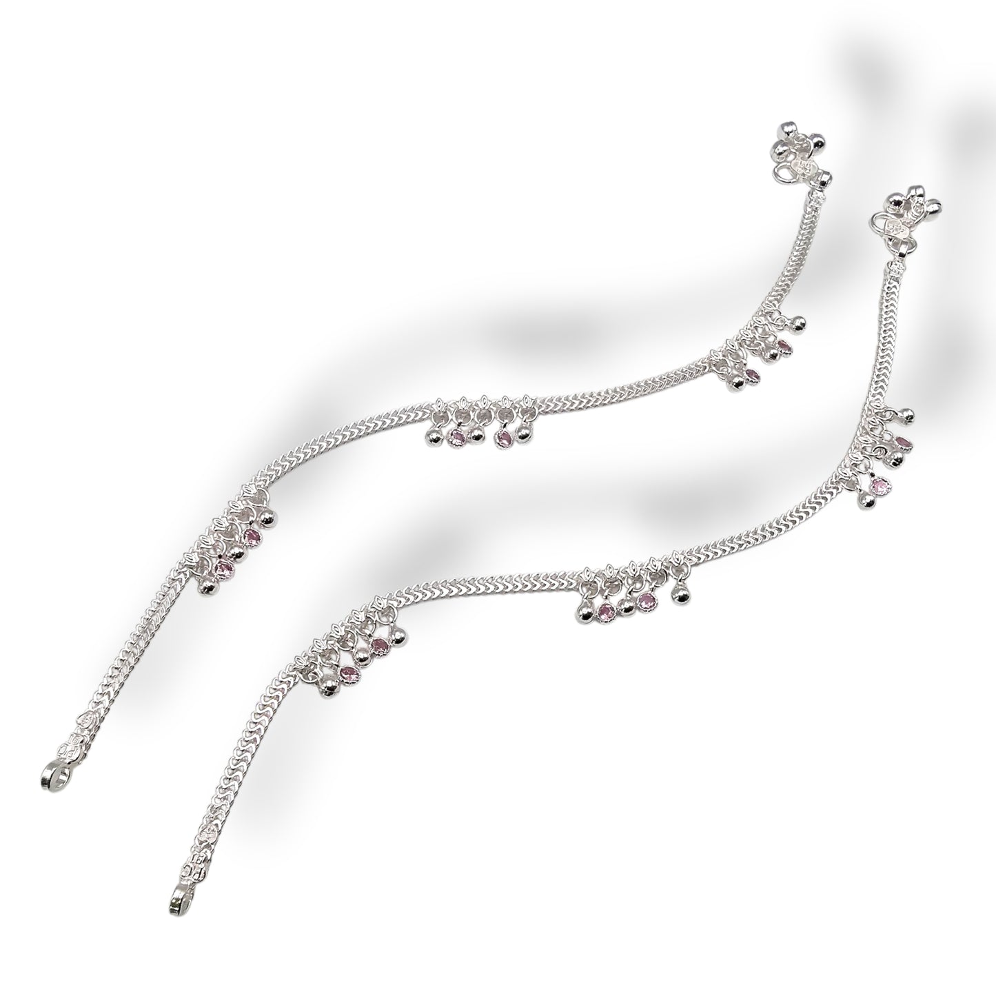 Glimmering Petal Silver Payals For Women