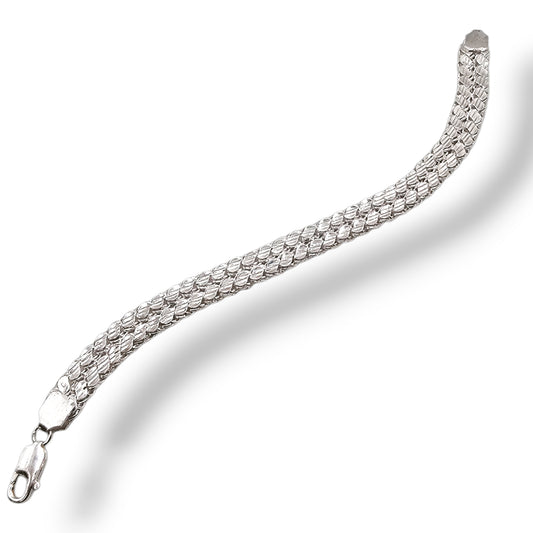 Textured Cobra Silver Chain Men's Bracelet