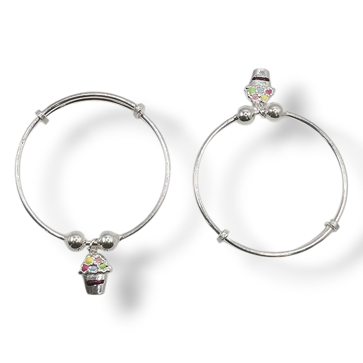Cupcake Charm Kids Silver Bracelet
