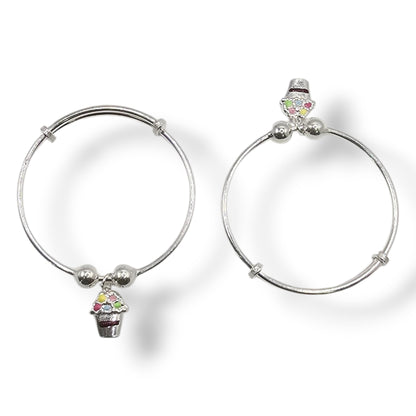 Cupcake Charm Kids Silver Bracelet