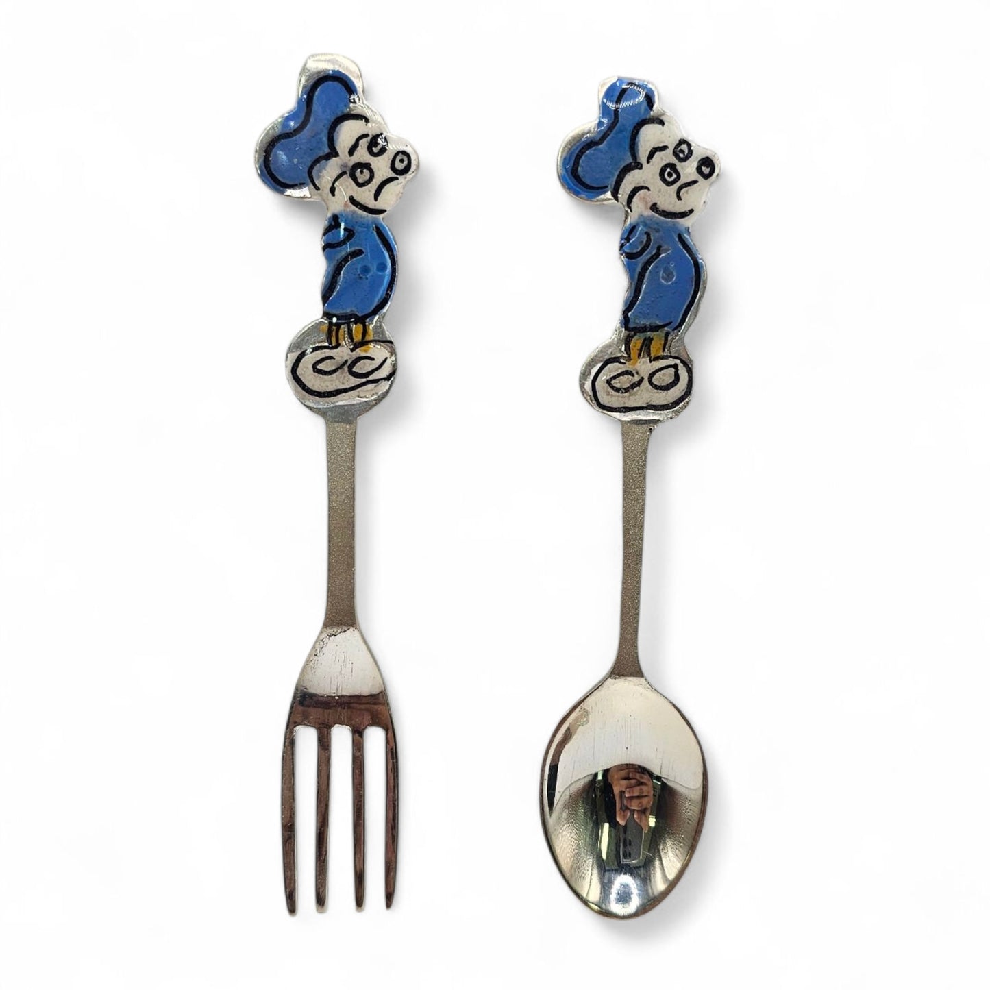 Silver Comic-Style Spoon and Fork