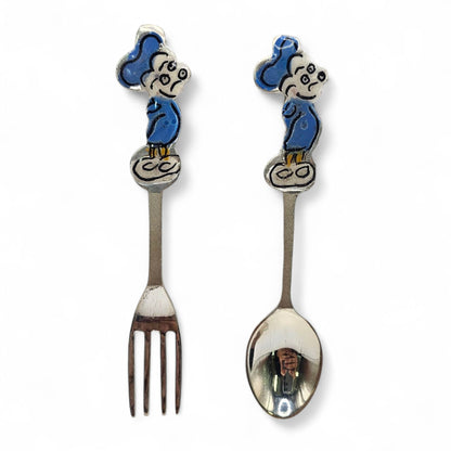 Silver Comic-Style Spoon and Fork
