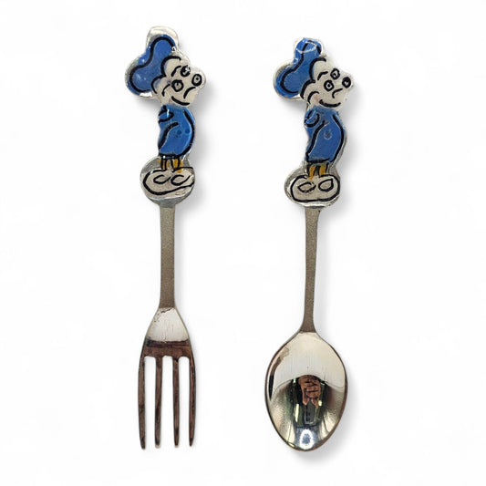 Silver Comic-Style Spoon and Fork