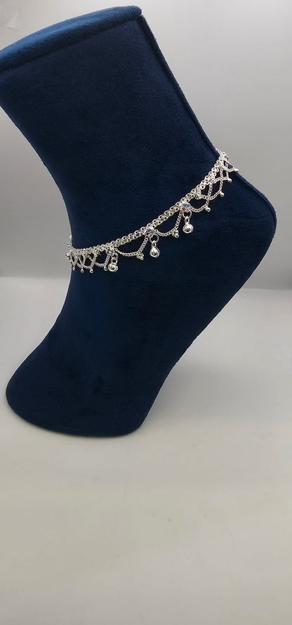 Traditional Interlaced Women's Anklets With Meenakari Work