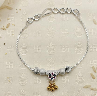 Vedic Vines Silver God Bharai Rakhdi/ Baby Shower Rakhi/ Shrimant Rakhi