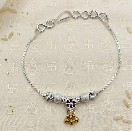 Vedic Vines Silver God Bharai Rakhdi/ Baby Shower Rakhi/ Shrimant Rakhi