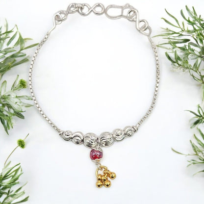 Silver Pearl Blossom Baby Shower Rakhi