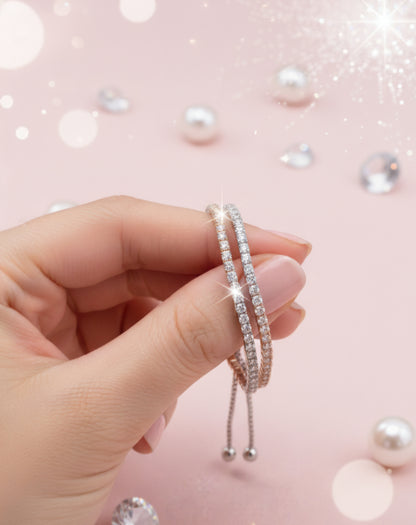 Two Layer Silver Adjustable Bracelet