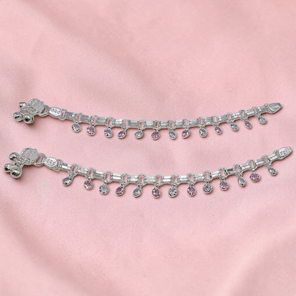 Pink Fairy Steps Silver Kids Anklets