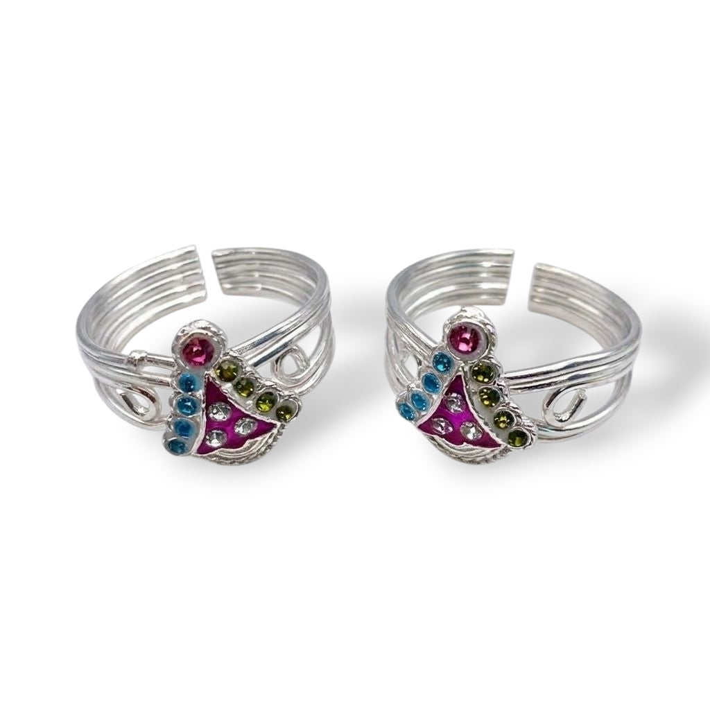 Vedic Bloom Silver Toe Rings
