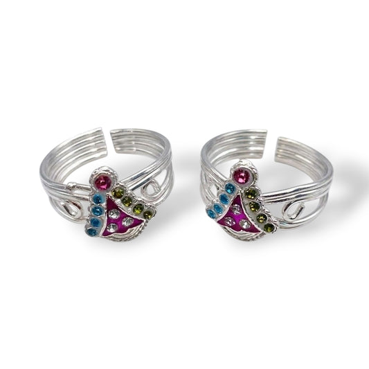 Vedic Bloom Silver Toe Rings