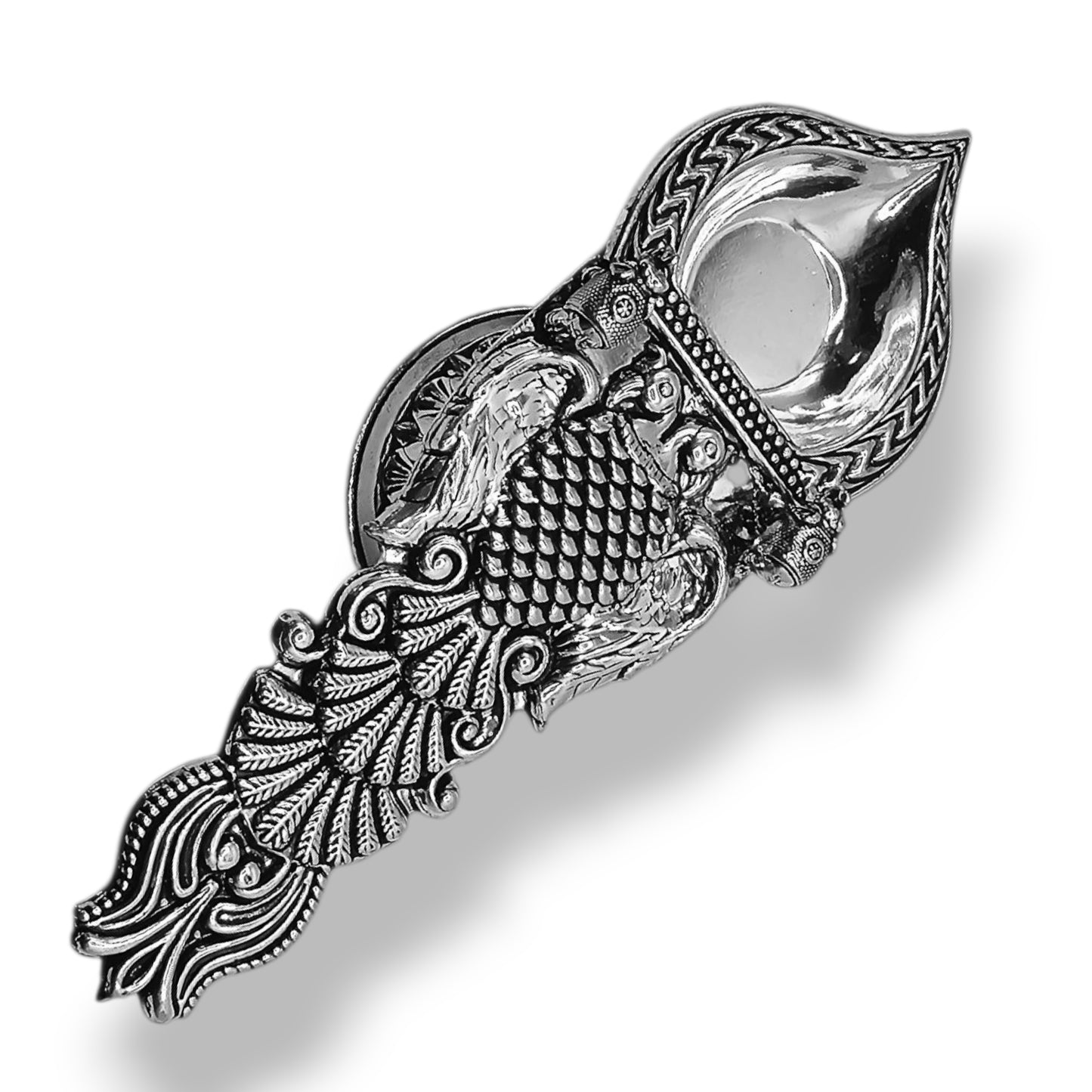 Rajwada Silver Peacock Diya