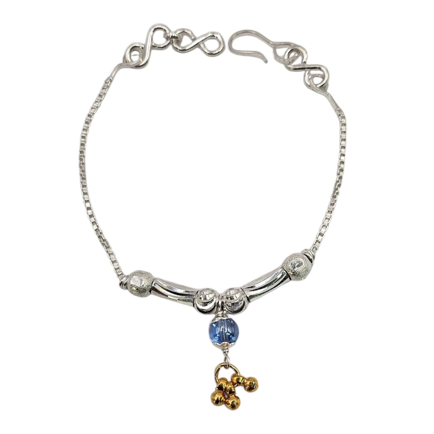 Silver Crescent Charm Baby Shower Rakhi