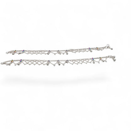 Traditional Interlaced Women's Anklets With Meenakari Work