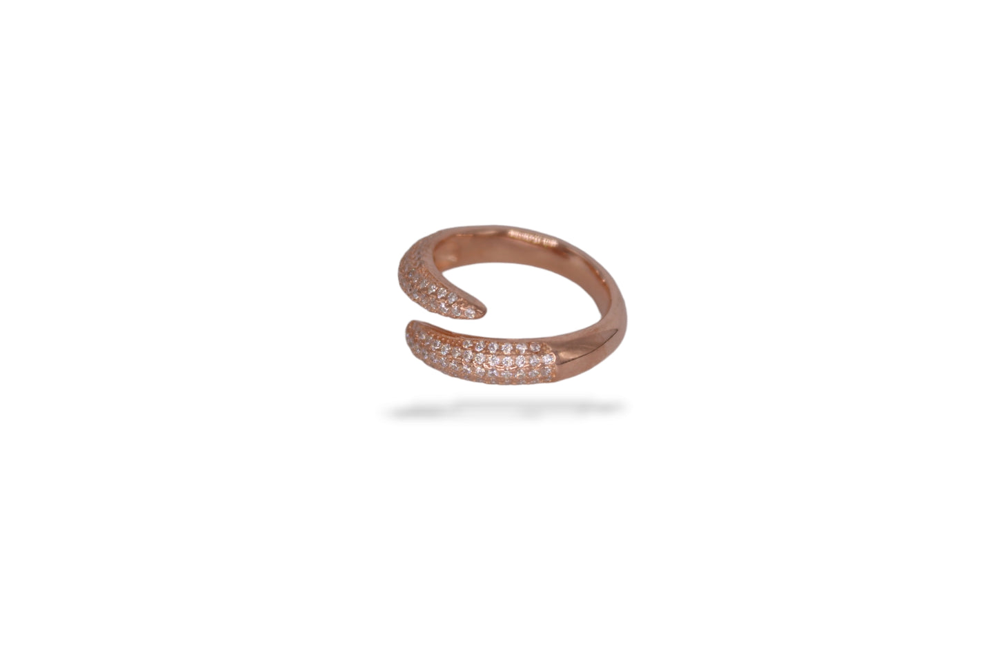 Rose Gold Finish Silver Ring With Diamonds