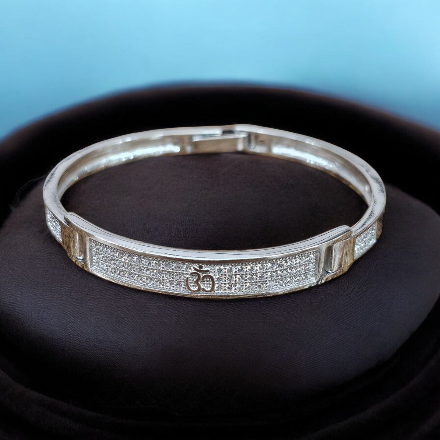 Rhodium Finish OM Motif Baby Silver Bracelet